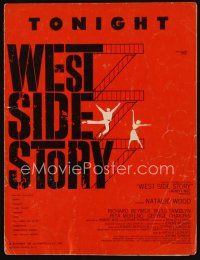9e362 WEST SIDE STORY sheet music '61 Academy Award winning classic musical, Tonight!