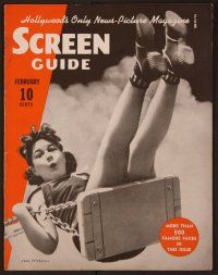 9e132 SCREEN GUIDE magazine February 1938 great image of Jane Withers on swing!