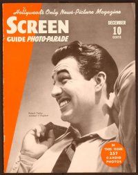 9e135 SCREEN GUIDE PHOTO-PARADE magazine December 1937 close up of Robert Taylor mobbed in England!