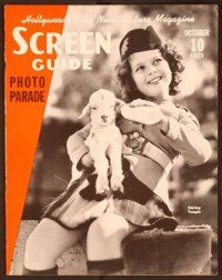 9e134 SCREEN GUIDE PHOTO-PARADE magazine October 1937 Shirley Temple in kilt feeding baby goat!
