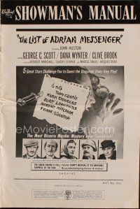 9e422 LIST OF ADRIAN MESSENGER pressbook '63 John Huston directs five heavily disguised great stars!