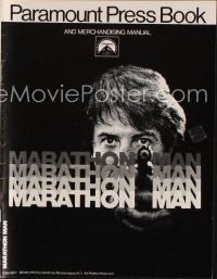 9e426 MARATHON MAN pressbook '76 cool image of Dustin Hoffman, John Schlesinger classic thriller!