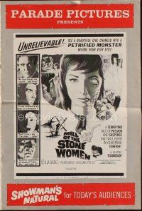 9e427 MILL OF THE STONE WOMEN pressbook '63 see a beautiful girl become a petrified monster!