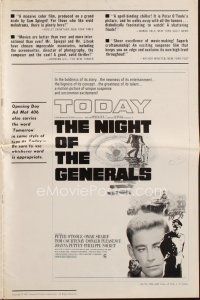 9e431 NIGHT OF THE GENERALS pressbook '67 Peter O'Toole in a unique manhunt across Europe!