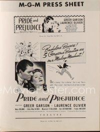 9e441 PRIDE & PREJUDICE press sheet '40 Laurence Olivier & Greer Garson, from Jane Austen's novel!
