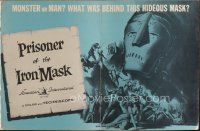 9e442 PRISONER OF THE IRON MASK pressbook '62 cool art of the most terrifying torture ever devised!