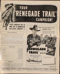 9e446 RENEGADE TRAIL pressbook '39 Boyd as Hopalong Cassidy!