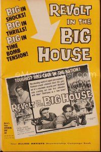 9e448 REVOLT IN THE BIG HOUSE pressbook '58 the raging violence of 2 thousand caged men!