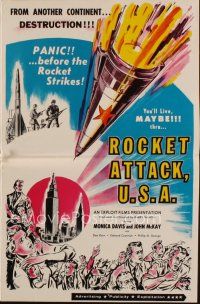 9e450 ROCKET ATTACK U.S.A. pressbook '59 Barry Mahon, really art of rocket aimed at New York City!
