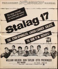 9e461 STALAG 17 pressbook '53 William Holden, Robert Strauss, Billy Wilder WWII POW classic!