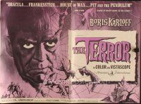 9e465 TERROR pressbook '63 art of Boris Karloff & girls in web by Reynold Brown, Roger Corman