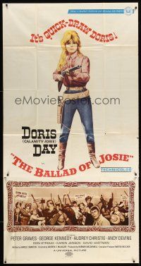 9f521 BALLAD OF JOSIE 3sh '68 great full-length image of quick-draw Doris Day pointing shotgun!