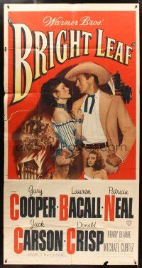 9f548 BRIGHT LEAF 3sh '50 great romantic close up of Gary Cooper & sexy Lauren Bacall!