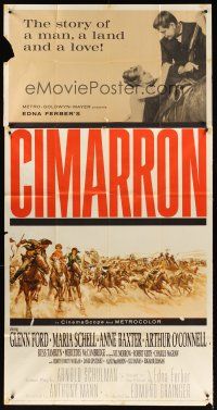 9f559 CIMARRON 3sh '60 directed by Anthony Mann, Glenn Ford, Maria Schell, cool artwork!