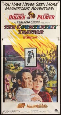 9f566 COUNTERFEIT TRAITOR 3sh '62 art of William Holden & Lilli Palmer by Howard Terpning!