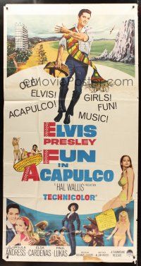 9f606 FUN IN ACAPULCO 3sh '63 Elvis Presley in fabulous Acapulco, Mexico, sexy Ursula Andress!