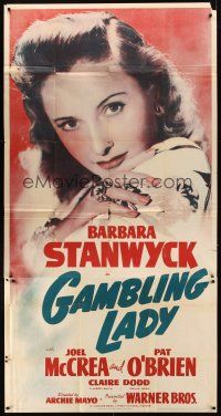 9f609 GAMBLING LADY 3sh R42 Barbara Stanwyck takes over her father's crooked casino!