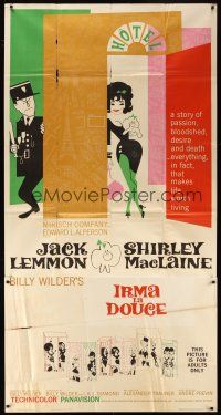 9f640 IRMA LA DOUCE 3sh '63 Billy Wilder, great art of Shirley MacLaine & Jack Lemmon!