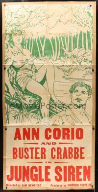 9f650 JUNGLE SIREN Leader Press 3sh '42 art of Buster Crabbe & sexy tropical Ann Corio!