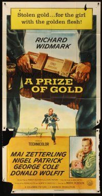 9f725 PRIZE OF GOLD 3sh '55 Richard Widmark, Mai Zetterling, Nigel Patrick, Mark Robson directed