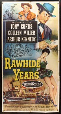 9f731 RAWHIDE YEARS 3sh '55 poker playing Tony Curtis + sexy Colleen Miller & Arthur Kennedy!