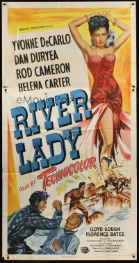 9f734 RIVER LADY 3sh '48 Yvonne De Carlo, Dan Duryea, brawling story of the lusty Mississippi!