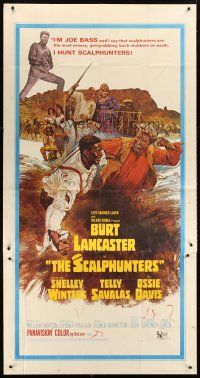 9f744 SCALPHUNTERS 3sh '68 great art of Burt Lancaster & Ossie Davis fighting in mud!