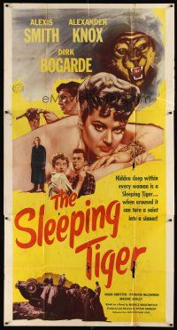 9f767 SLEEPING TIGER 3sh '54 Joseph Losey, sexy Alexis Smith is a saint turned sinner!