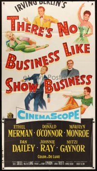 9f782 THERE'S NO BUSINESS LIKE SHOW BUSINESS INCOMPLETE 3sh '54 art of Marilyn Monroe & top cast!