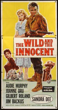9f806 WILD & THE INNOCENT 3sh '59 Audie Murphy wants to kill a man, drink whiskey & kiss fancy women