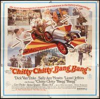 9f009 CHITTY CHITTY BANG BANG 6sh '69 Dick Van Dyke, Sally Ann Howes, artwork of wild flying car!