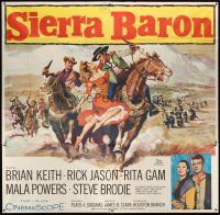 9f028 SIERRA BARON 6sh '58 art of Brian Keith & sexy Rita Gam in western action!