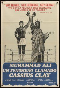 9f119 A.K.A. CASSIUS CLAY Argentinean '70 art of champion boxer Muhammad Ali & Statue of Liberty!