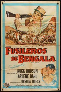 9f126 BENGAL BRIGADE Argentinean '54 Rock Hudson & Arlene Dahl romancing and fighting in India!