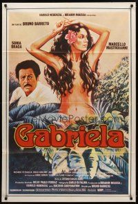 9f161 GABRIELA Argentinean '84 romantic artwork of sexy Sonia Braga, Marcello Mastroianni!