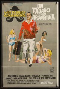 9f162 GAUCHO Argentinean '65 cool different artwork of Vittorio Gassman & sexy women!