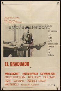9f168 GRADUATE Argentinean '68 classic image of Dustin Hoffman & Anne Bancroft's sexy leg!