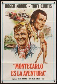 9f194 MISSION MONTE CARLO Argentinean '74 Roger Moore & Tony Curtis, Persuaders, racing & gambling!