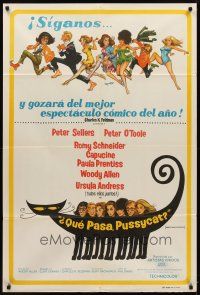 9f248 WHAT'S NEW PUSSYCAT Argentinean '65 Frazetta art of Woody Allen, Peter O'Toole & sexy babes!