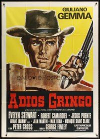 9f259 ADIOS GRINGO Italian 1p '66 spaghetti western art of cowboy Giuliano Gemma by Symeoni!