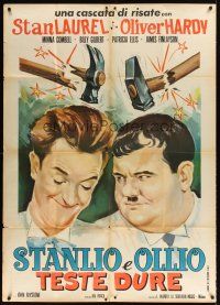 9f271 BLOCK-HEADS Italian 1p R67 wonderful different art of Stan Laurel & Oliver Hardy, Hal Roach!