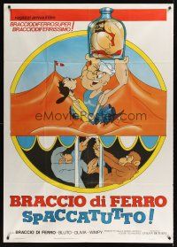 9f277 BRACCIO DI FERRO SPACCATUTTO Italian 1p '79 Popeye, Olive Oyl, Bluto & apes in circus tent!
