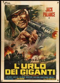 9f280 BULLET FOR ROMMEL Italian 1p '69 cool close up art of Jack Palance with machine gun!