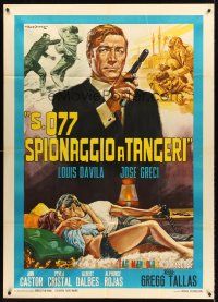 9f315 ESPIONAGE IN TANGIER Italian 1p '65 cool spy artwork by Rodolfo Gasparri!