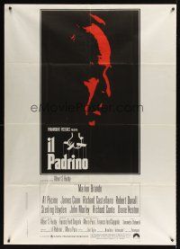 9f334 GODFATHER Italian 1p R70s cool art of Marlon Brandoin Francis Ford Coppola crime classic!