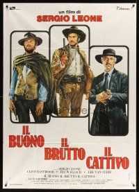 9f336 GOOD, THE BAD & THE UGLY Italian 1p R70s Eastwood, Van Cleef, Wallach, different Casaro art!