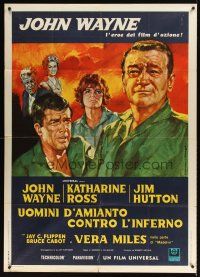 9f341 HELLFIGHTERS Italian 1p '69 John Wayne as fireman Red Adair, Katharine Ross, different art!