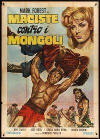 9f343 HERCULES AGAINST THE MONGOLS Italian 1p R70 cool different art of Mark Forest as Hercules!