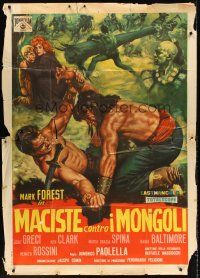 9f342 HERCULES AGAINST THE MONGOLS Italian 1p '63 different art of Mark Forest as Maciste!