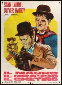 9f354 IL MAGRO IL GRASSO IL CRETINO Italian 1p '70 different Mario Piovano art of Laurel & Hardy!